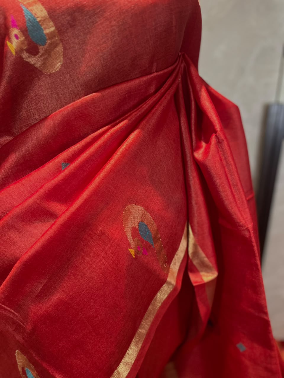 Scarlet Peacock | Tussar Silk Saree
