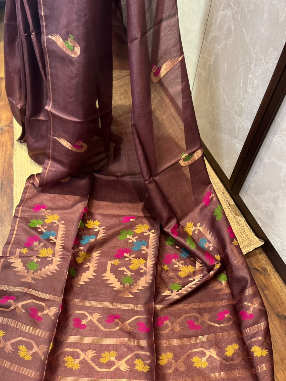 Mocha Merlot | Tussar Silk Saree
