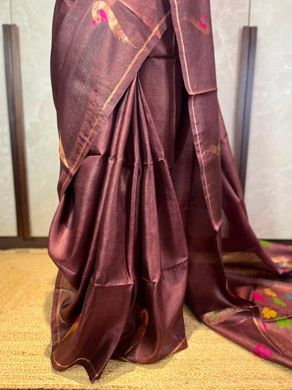 Mocha Merlot | Tussar Silk Saree