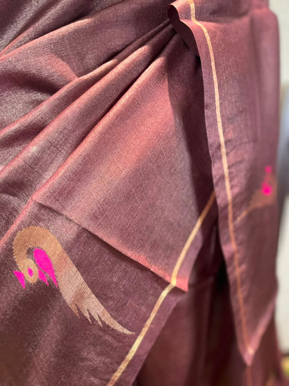 Mocha Merlot | Tussar Silk Saree
