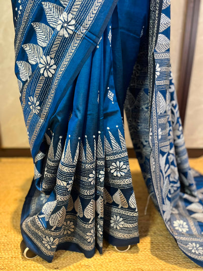 Neel Kamal | Kantha Stitch Saree