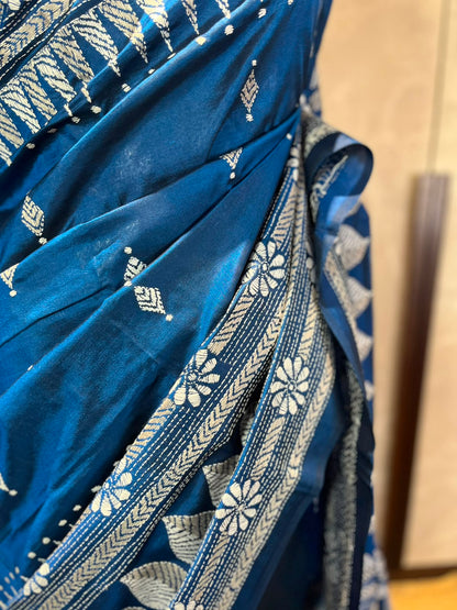 Neel Kamal | Kantha Stitch Saree