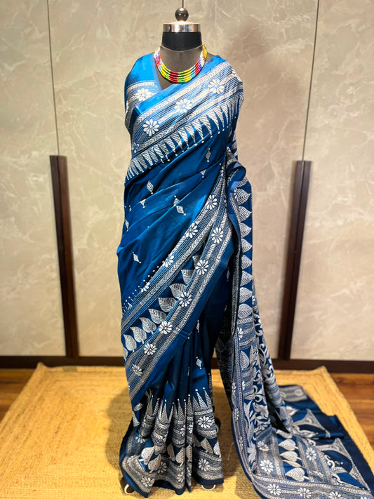 Neel Kamal | Kantha Stitch Saree