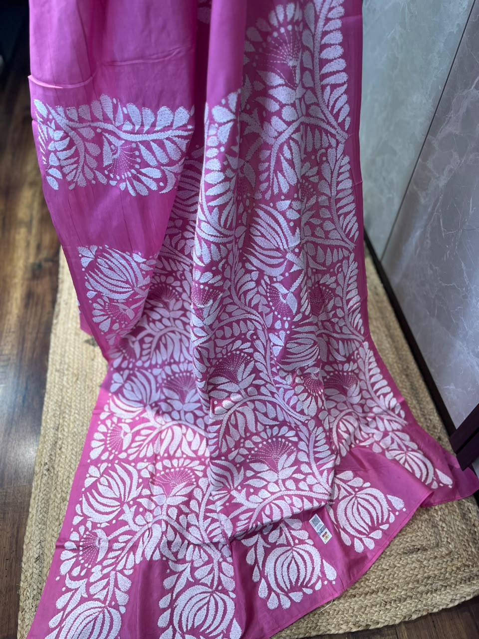 Gulabi Rekha | Kantha Stitch Saree