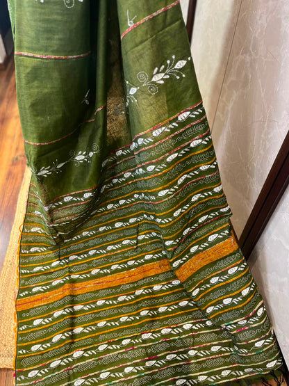 Hari Pattiyan | Kantha Stitch Saree