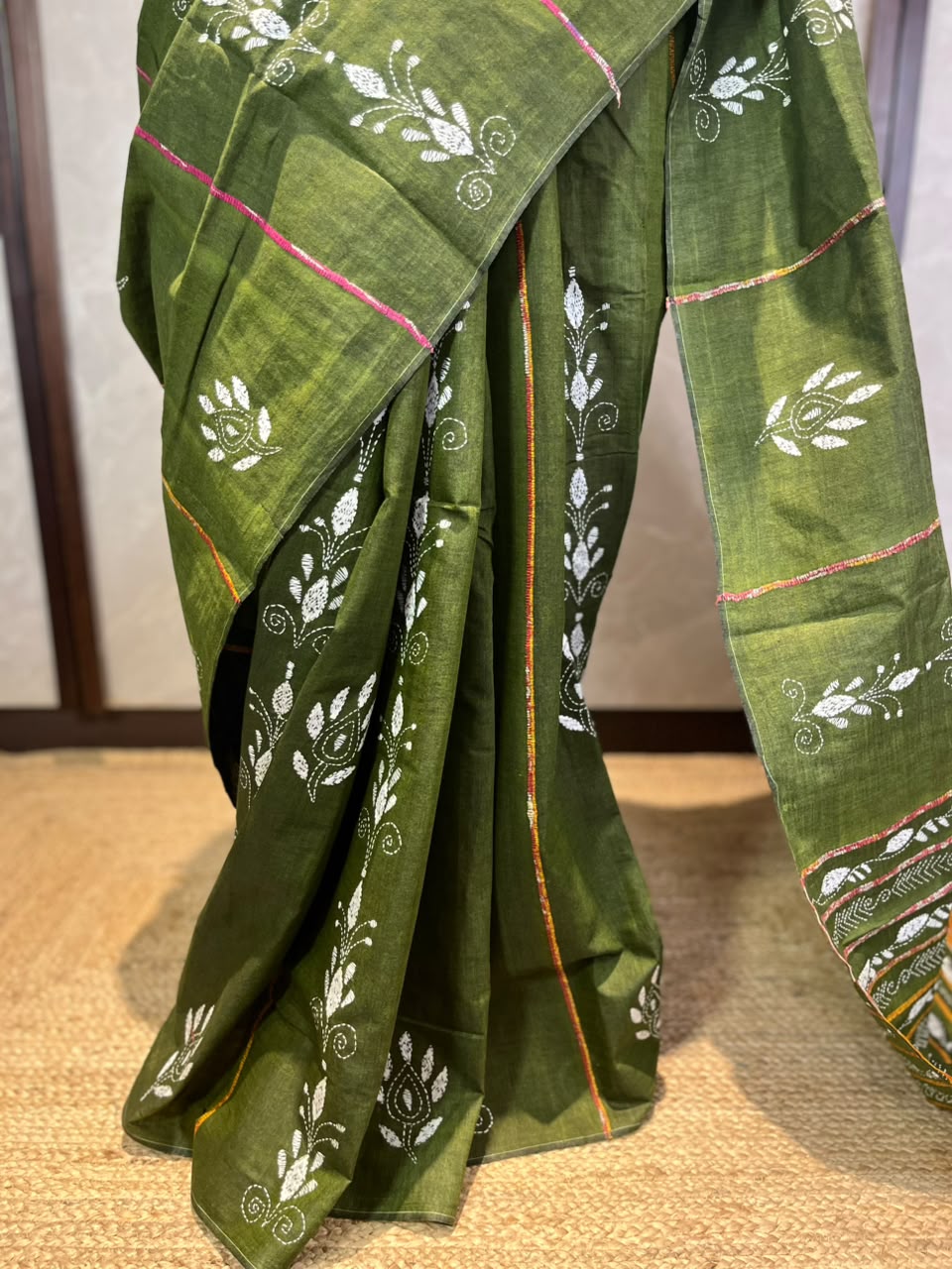 Hari Pattiyan | Kantha Stitch Saree