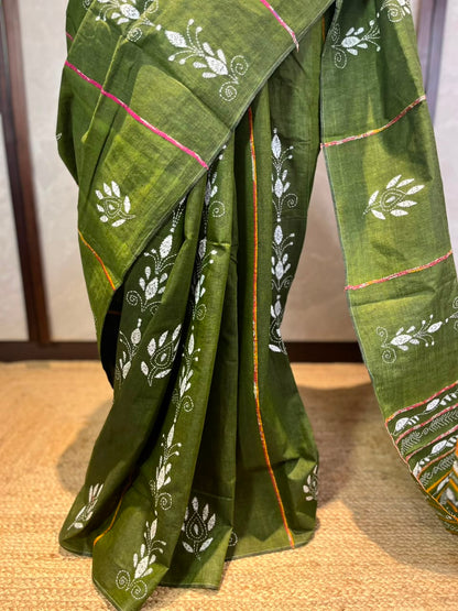 Hari Pattiyan | Kantha Stitch Saree