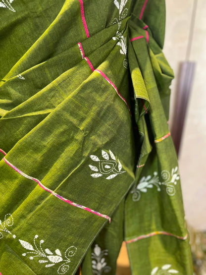 Hari Pattiyan | Kantha Stitch Saree