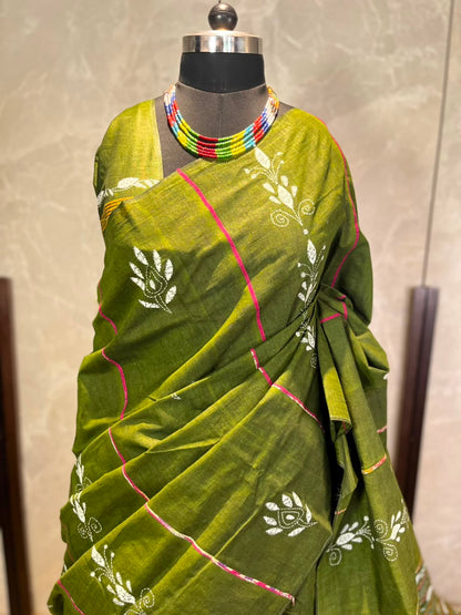 Hari Pattiyan | Kantha Stitch Saree