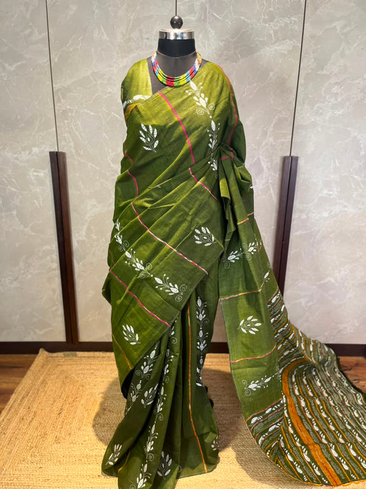 Hari Pattiyan | Kantha Stitch Saree