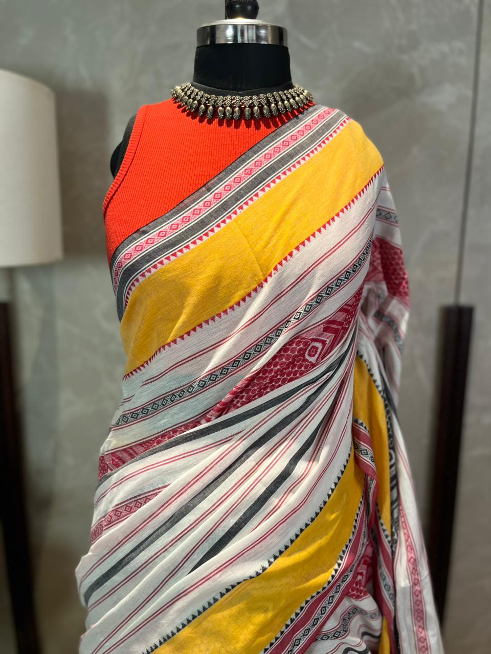 Fishes againt the tide | Handloom Cotton Saree