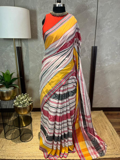 Fishes againt the tide | Handloom Cotton Saree