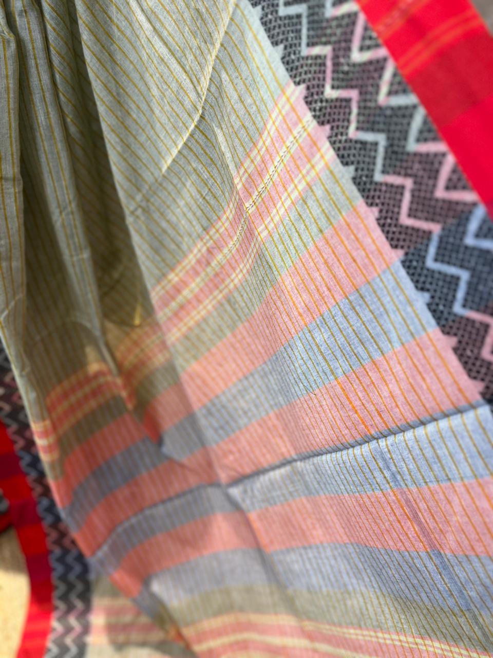 Green Zag | Handloom Cotton Saree