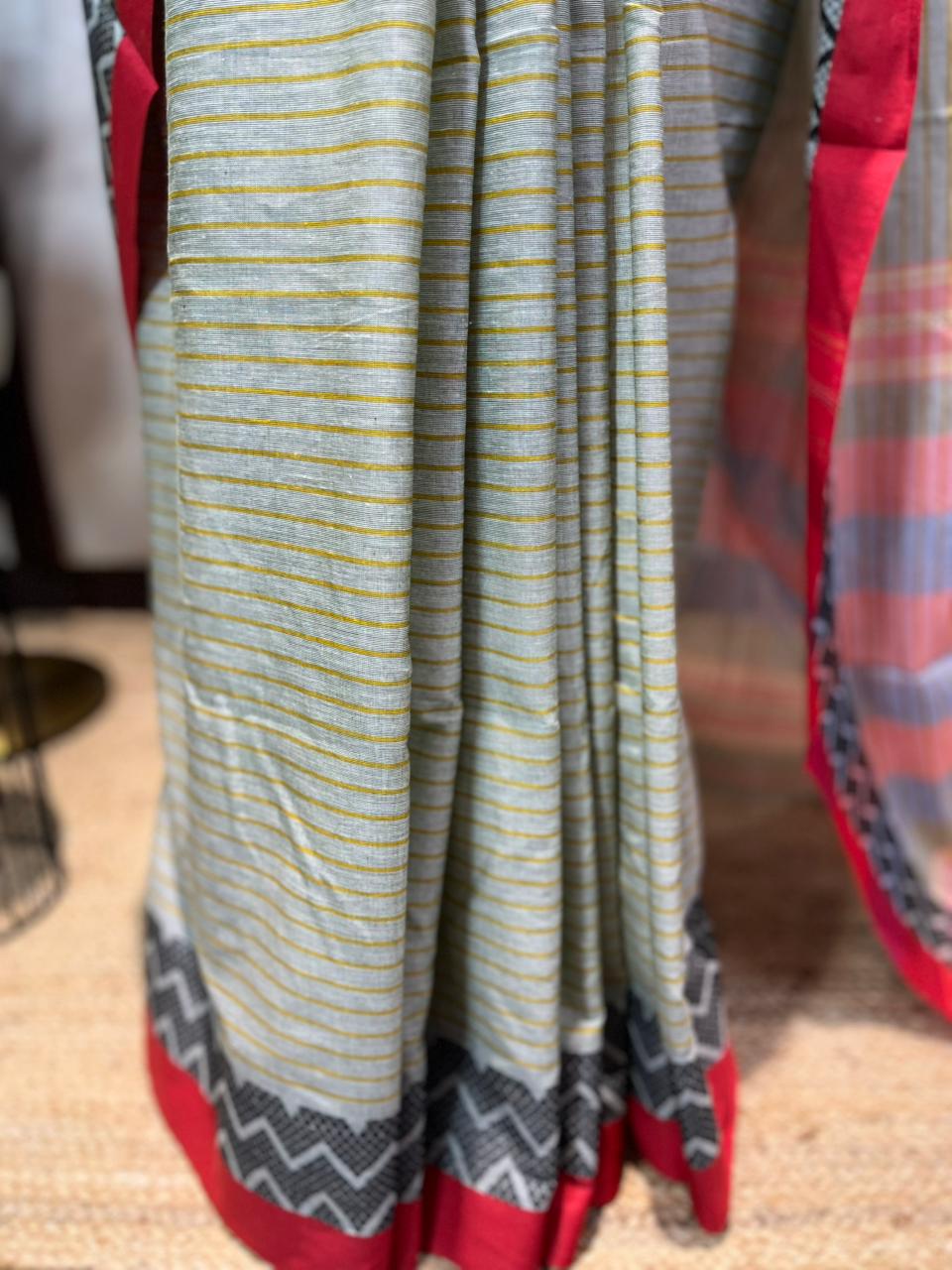 Green Zag | Handloom Cotton Saree