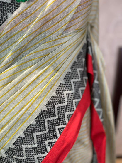 Green Zag | Handloom Cotton Saree